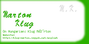 marton klug business card